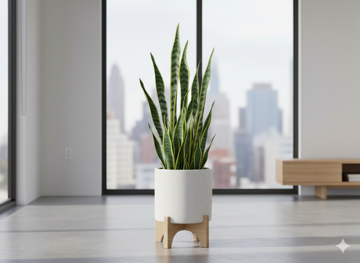 Sansevieria snake plant in modern pot